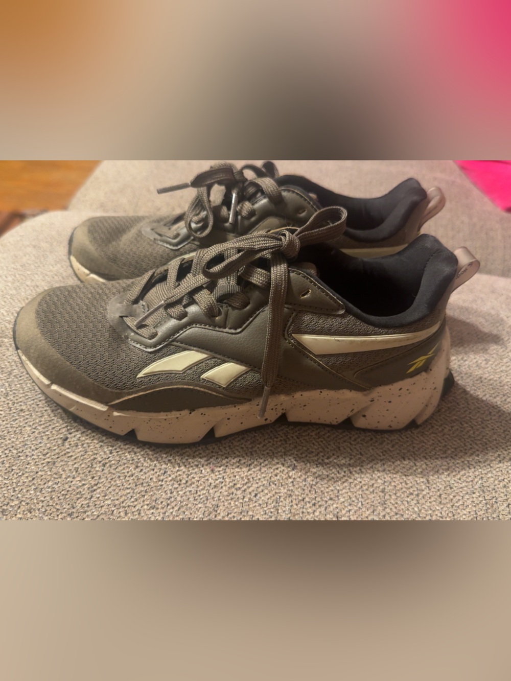 Reebok Olive Green Lace-Up Platform Sneakers